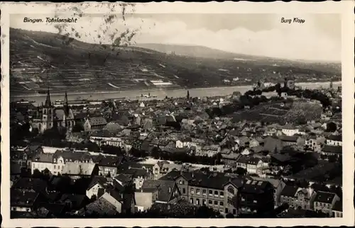 Ak Bingen am Rhein, Totalansicht, Burg Klopp, Vogelschau