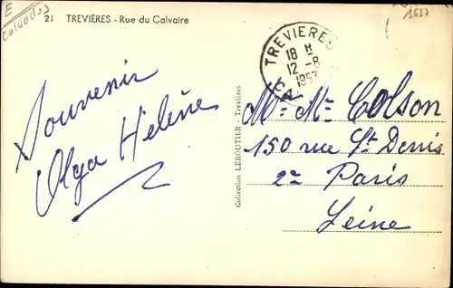 Ak Trévières Calvados, Rue du Calvaire