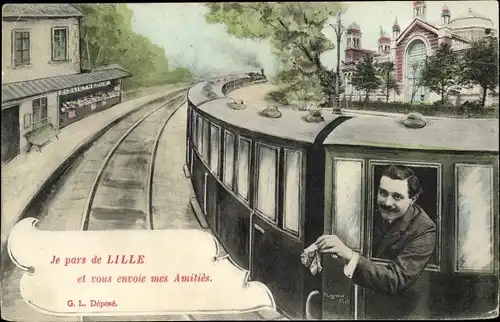 Ak Lille Nord, Am Bahnsteig, Zug, Reisender