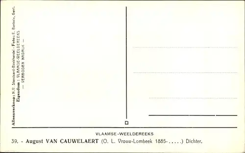 Ak Flämischer Dichter August van Cauwelaert, Portrait