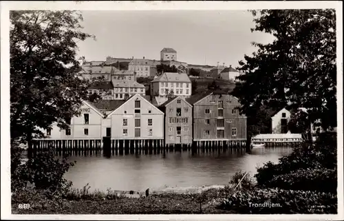 Ak Trondhjem Trondheim Norwegen, Blick auf den Ort