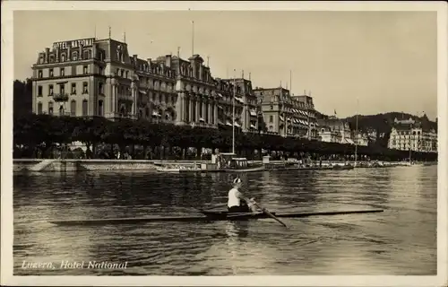 Ak Luzern Stadt Schweiz, Hotel National, Ruderer