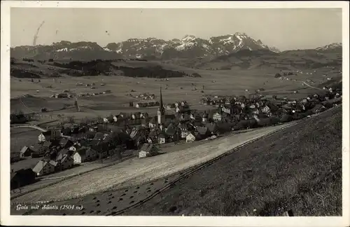 Ak Gais Kanton Appenzell Ausserrhoden Schweiz, Panorama mit Säntis