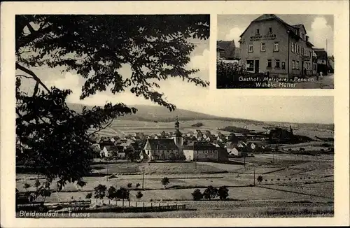 Ak Bleidenstadt Taunusstein Hessen, Gasthof Metzgerei Pension Wilhelm Müller, Gesamtansicht