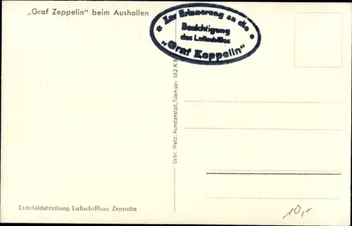 Ak Luftschiff LZ 127 Graf Zeppelin beim Aushallen