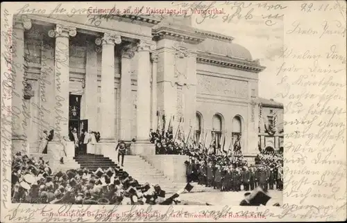 Ak Wuppertal in Nordrhein Westfalen, Kaisertage, Kaiser Wilhelm II., Einweihung Ruhmeshalle