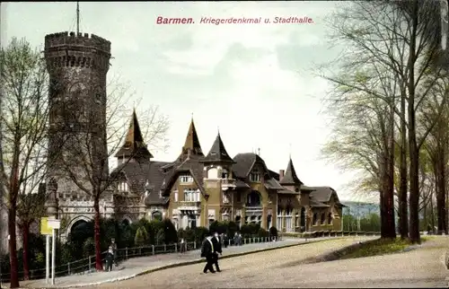 Ak Barmen Wuppertal, Kriegerdenkmal, Stadthalle