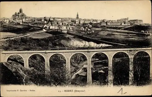 Ak Rodez Aveyron, Panorama vom Ort mit Brücke