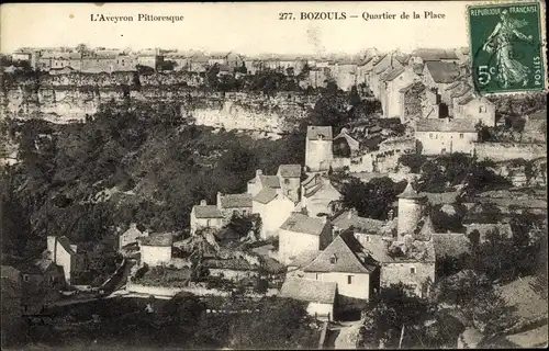 Ak Bozouls Aveyron, Quartier de la Place