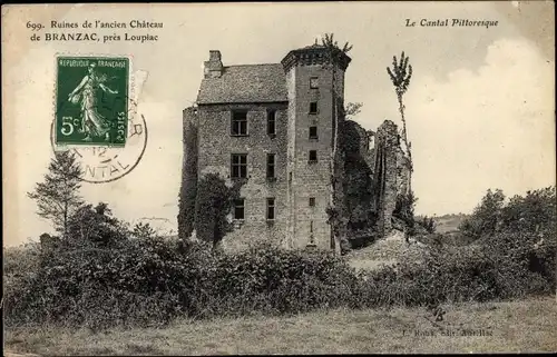 Ak Loupiac Pleaux Cantal, Ruines de l'ancien Chateau de Branzac
