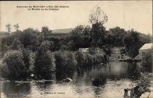 Ak Marigny l'Eglise Nièvre, Le Moulin vu du Chataux