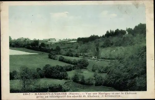 Ak Marigny l'Eglise Nièvre, Vue sur Marigny et sur le Chateau
