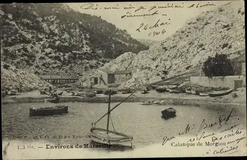 Ak Marseille Bouches du Rhône, Calanque de Morgiou, Wasserpartie