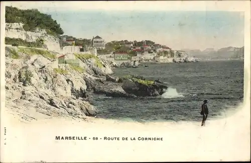Ak Marseille Bouches du Rhône, Route de la Corniche