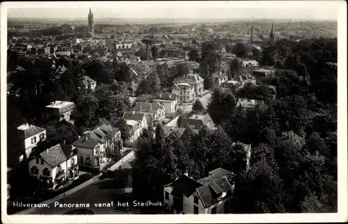 Ak Hilversum Nordholland, Panorama vanaf het Stadhuis, Vogelvlucht