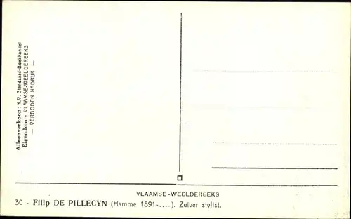 Ak Flämischer Schriftsteller Filip de Pillecyn, Portrait