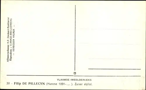 Ak Flämischer Schriftsteller Filip de Pillecyn, Portrait