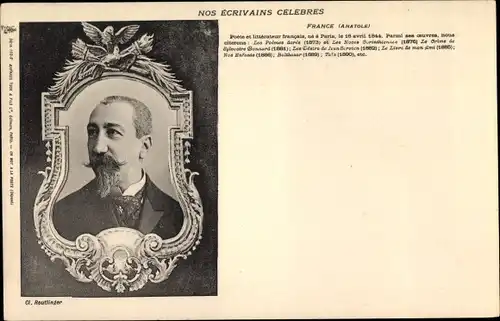 Passepartout Ak Französischer Schriftsteller Anatole France, Portrait