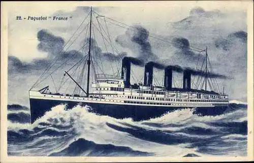 Künstler Ak CGT Dampfer France, Compagnie Générale Transatlantique, French Line