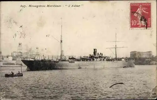 Ak MM Dampfer L'Adour, Messageries Maritimes
