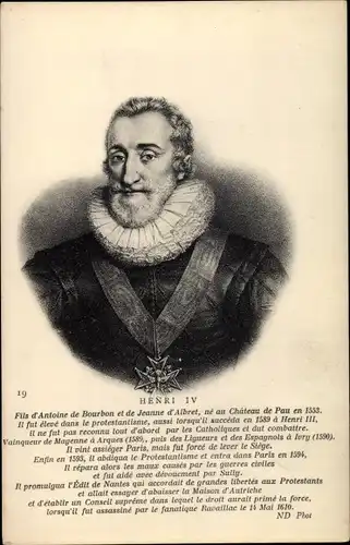 Künstler Ak Henri IV., König von Navarra und Frankreich, Portrait