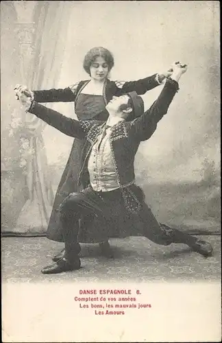 Ak Danse Espagnole, Tanzendes Paar