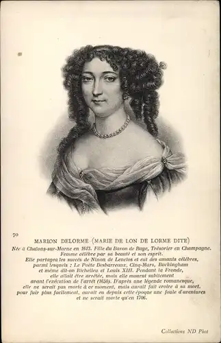 Künstler Ak Marion Delorme, Marie de Lon de Lorme dite, Französische Kurtisane