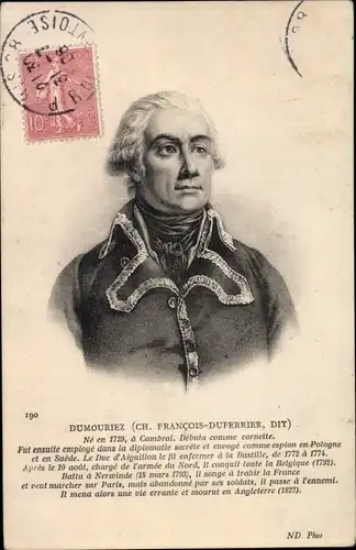 Künstler Ak Charles François Dumouriez, Französischer General