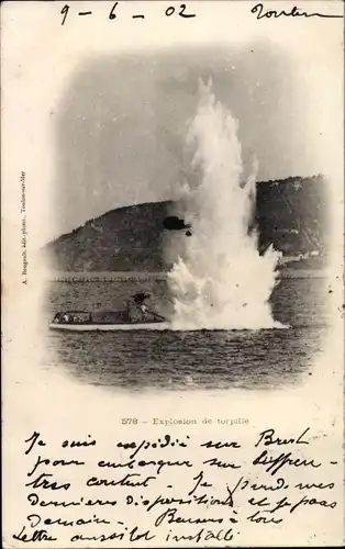 Ak Explosion de torpille, Kriegsschiff