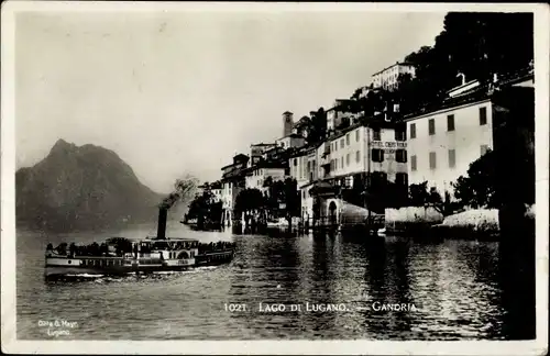 Ak Gandria Lago di Lugano Tessin Schweiz, Hotel, Dampfer