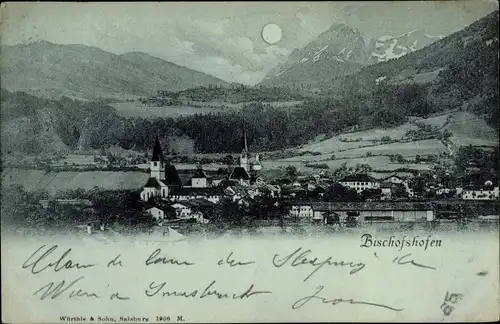 Mondschein Ak Bischofshofen in Salzburg, Panorama