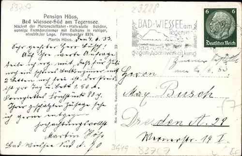 Ak Bad Wiessee in Oberbayern, Pension Höss