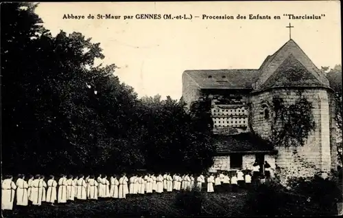 Ak Gennes Maine et Loire, Abbaye de St. Maur, Le Procession des Enfants en Petits Tharcissius