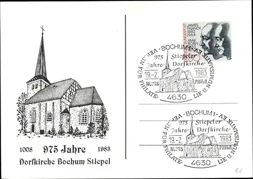 Künstler Ak Stiepel Bochum im Ruhrgebiet, 975 Jahre Dorfkirche