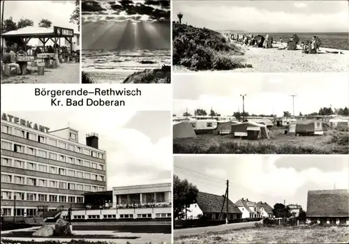 Ak Börgerende Rethwisch an der Ostsee, Siedlung, Zeltplatz, Strand, Meer, Hotel Waterkant