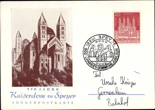 Maximum Ak Speyer am Oberrhein Rheinland Pfalz, 900 Jahre Kaiserdom