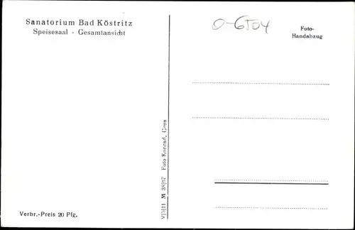 Ak Bad Köstritz in Thüringen, Sanatorium, Speisesaal