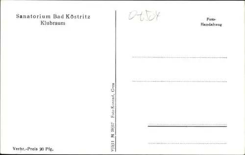 Ak Bad Köstritz in Thüringen, Sanatorium, Clubraum
