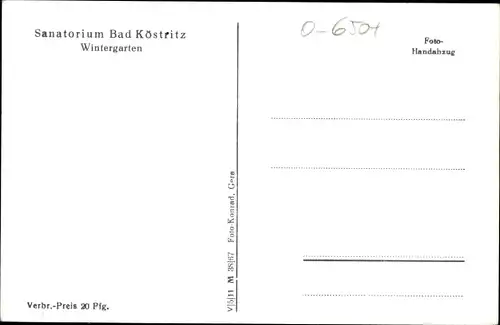 Ak Bad Köstritz in Thüringen, Sanatorium, Wintergarten