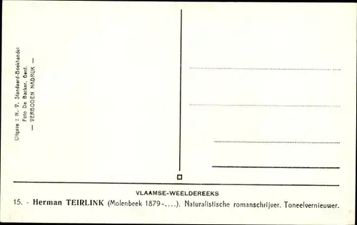 Ak Flämischer Schriftsteller Hermann Teirlink, Portrait