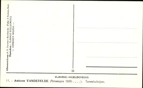 Ak Flämischer Dramatiker Antoon Vandevelde, Portrait