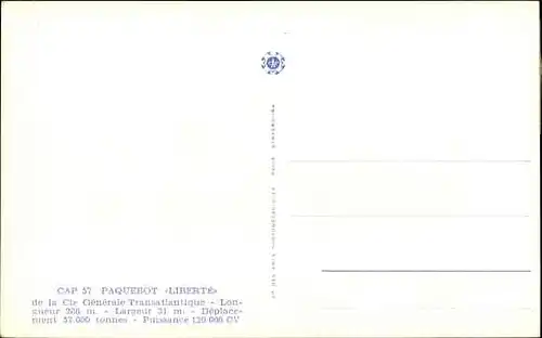 Ak CGT Dampfer Liberte, Compagnie Générale Transatlantique, French Line