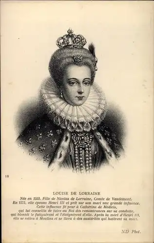 Künstler Ak Louise de Lorraine, Königin von Frankreich und Polen, Portrait