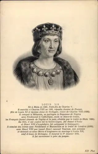 Künstler Ak Louis XII., König von Frankreich, Portrait