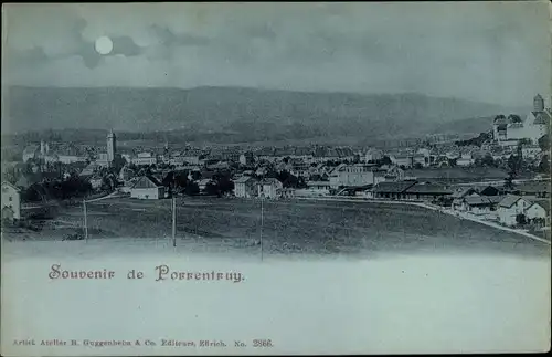 Mondschein Ak Pruntrut Porrentruy Kanton Jura, Panorama