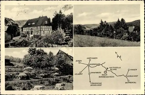 Landkarten Ak Niederelfringhausen Hattingen an der Ruhr, Gaststätte Pension Haus Sonnenschein