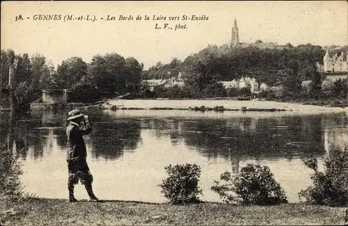 Ak Gennes Maine et Loire, Les Bords de la Loire vers Saint Eusebe