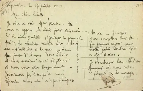 Ak Ingrandes Maine-et-Loire, Vue prise du Pont vers la Fresne