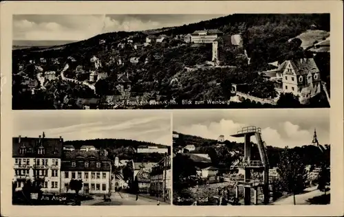 Ak Bad Frankenhausen am Kyffhäuser Thüringen, Gesamtansicht, Weinberg, Anger, Schwimmbad