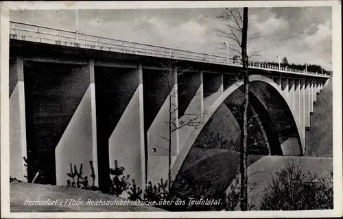 Ak Hermsdorf in Thüringen, Reichsautobahnbrücke über das Teufelstal